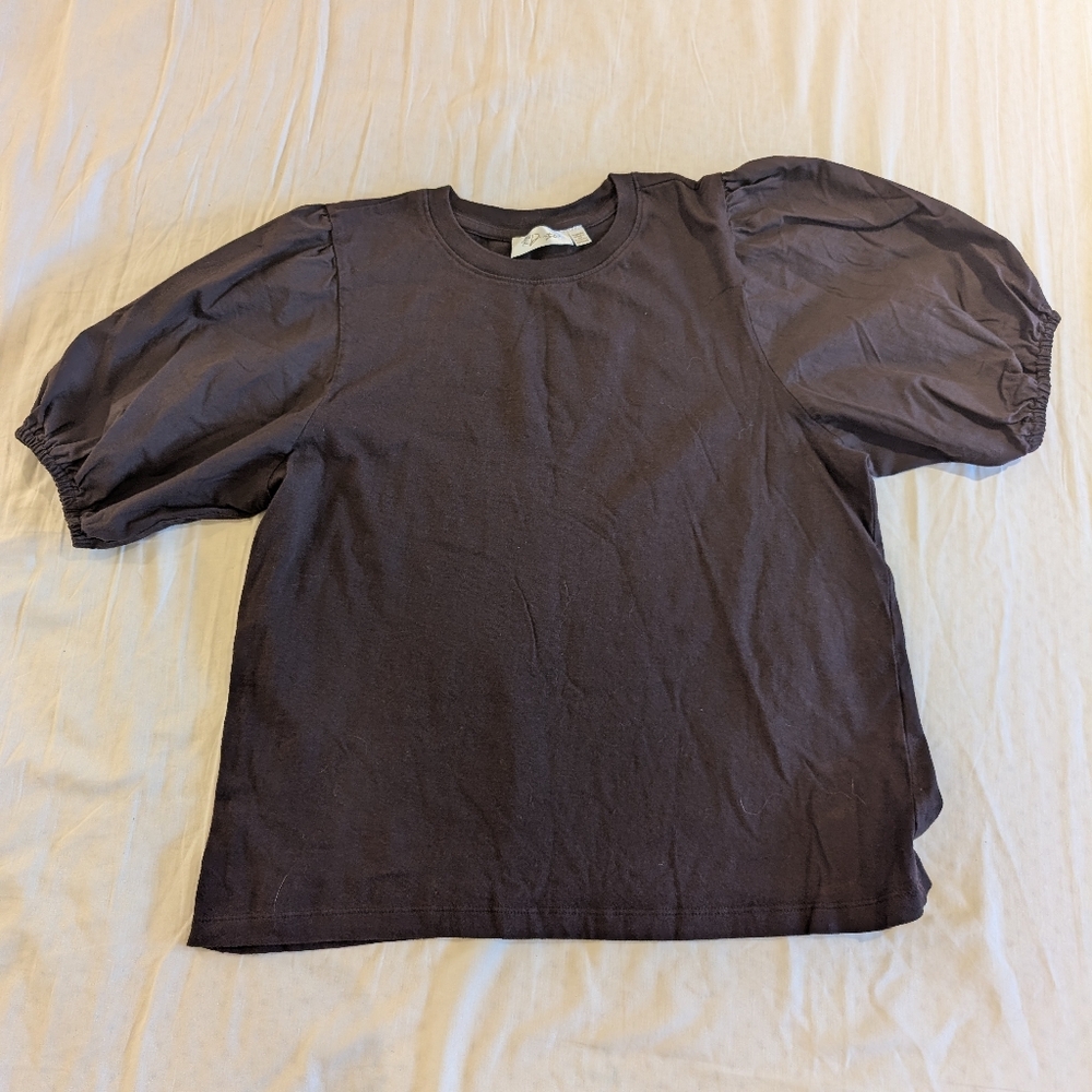 Dark Brown Puff Sleeve Top